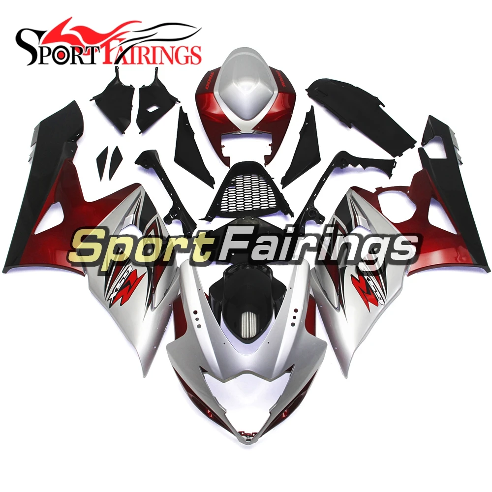 

Complete Fairing Kits For Suzuki GSXR1000 GSX-R1000 K5 05 06 2005 2006 ABS Motorcycle Injection Fairings Red Silver Cowlings
