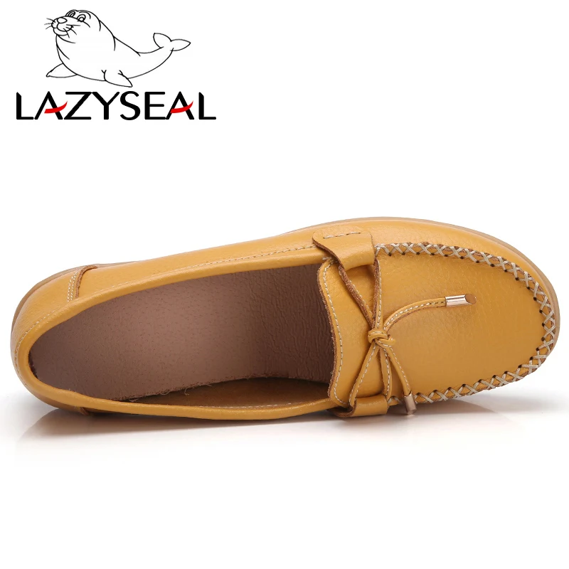 LazySeal обувь женские лоферы из натуральной кожи Мокасины Женские туфли для мамы