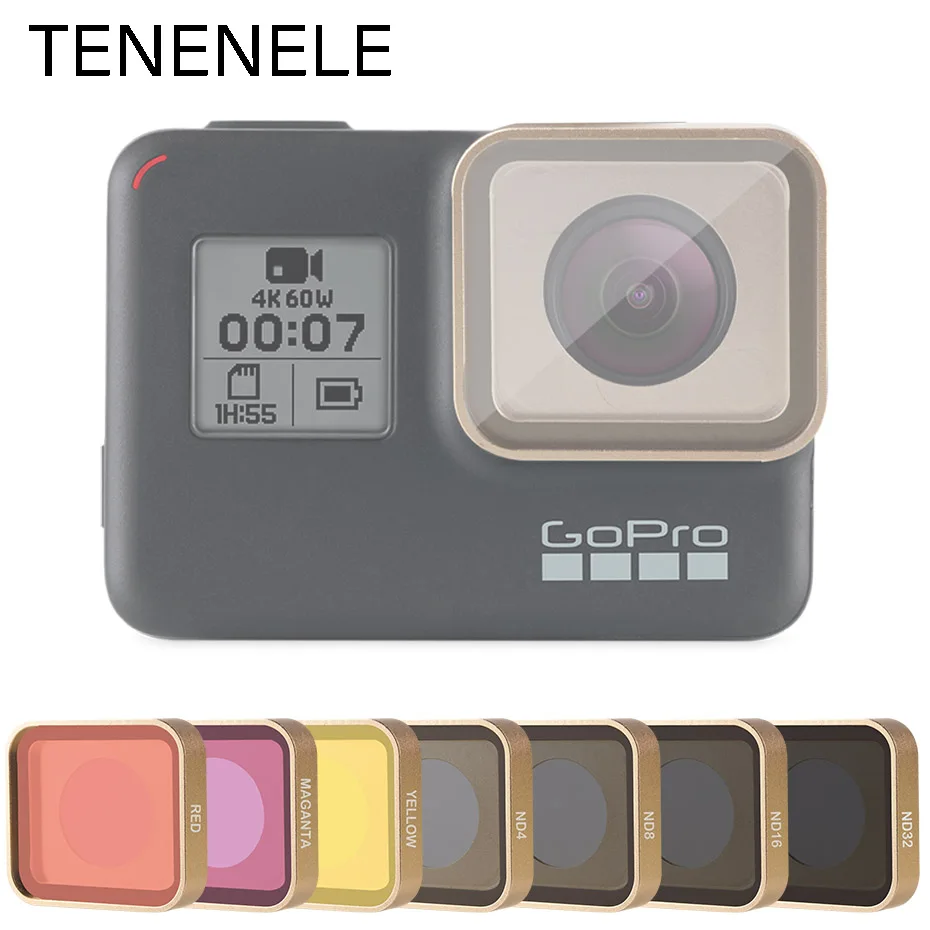 TENENELE Hero7 фильтр для спортивной камеры UV/CPL/ND 4 8 16 32 фильтры нейтральной плотности для GoPro Hero 5 6 7 черный аксессуар для объектива золотой