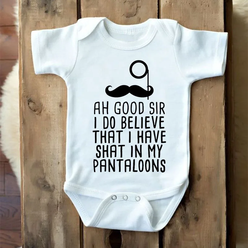 

DERMSPE 2019 Casual Newborn Baby Boy Girl Short Sleeve Letter Print Black Beard Romper Jumpsuit Outfits Baby Clothes