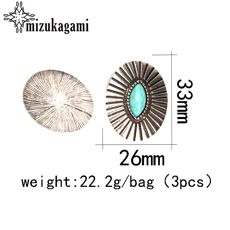 3pcs/lot 33*26MM Retro Zinc Alloy Oval Clothes Decorative Without loop Buttons Charms For DIY Earrins Jewelry Accessories | Украшения и