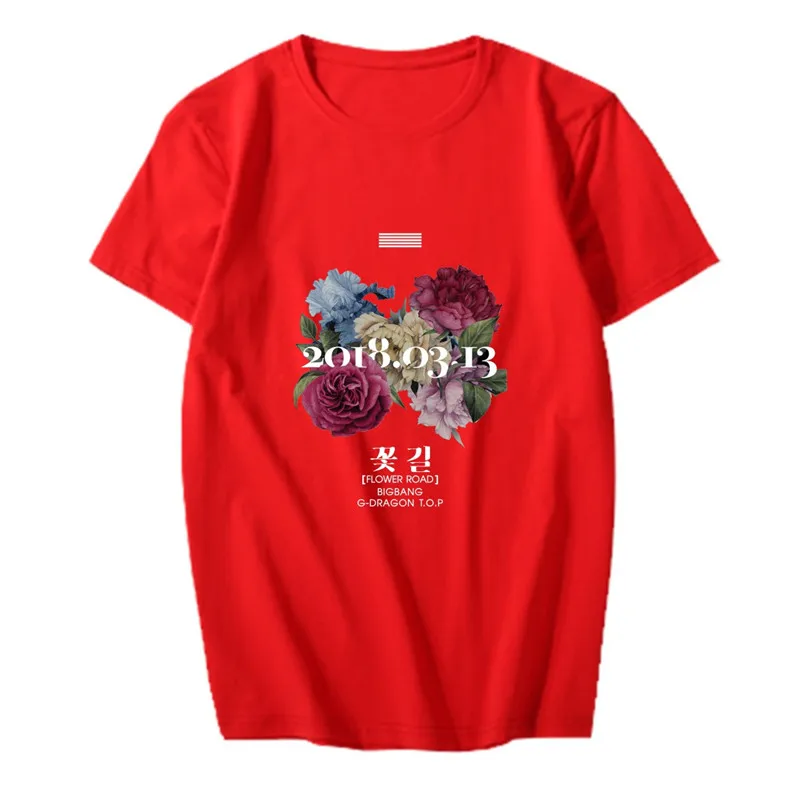 KPOP Корейская мода BIGBANG новый альбом цветок дорога GD G-Dragon T.O.P хлопковая Футболка