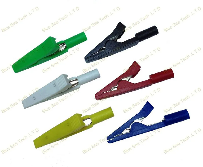 Зажим типа крокодил 41 мм с 2 банановым гнездом латунное Никелированное покрытие +