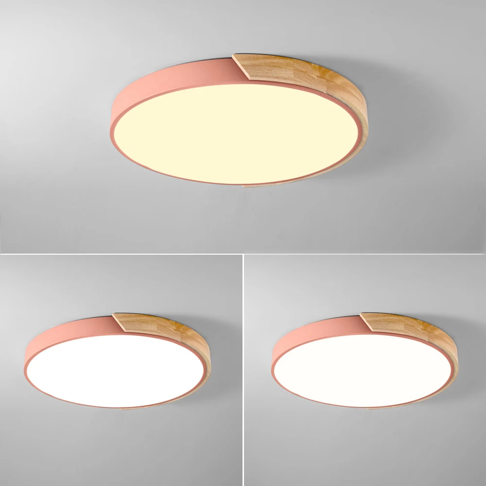 $22.79 Nordic Wood led Ceiling Lights Modern Colorful Bedroom Ceiling Lamps Round thin plafondlamp Lighting lamparas de techo 30cm 40cm