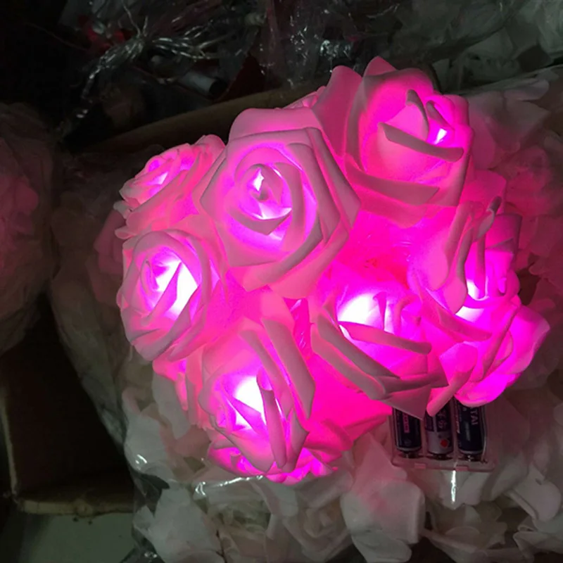 

Tronzo Artificial Flower Wedding Decoration Lights 20Pcs PE White Rose LED Light Tree Decor Valentine's Day Party Supplies