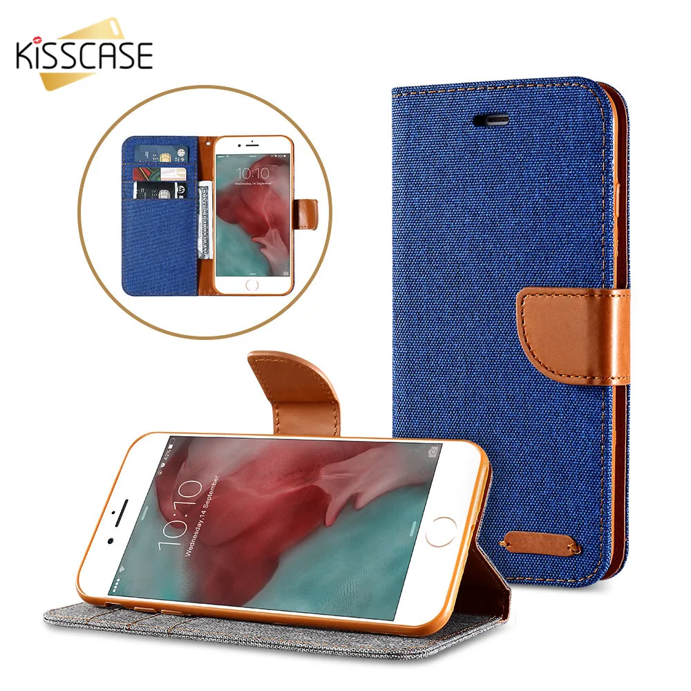 KISSCASE чехол портмоне с функцией подставки для iPhone 6 6s 7 X 5S se Бумажник слот карты