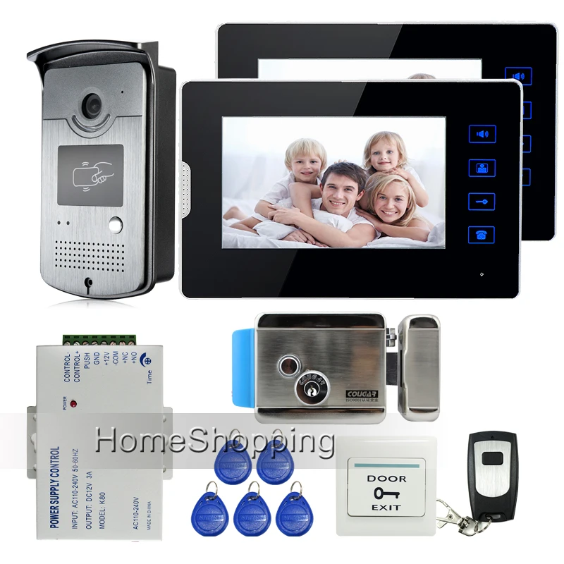 Новый проводной 7 &quotсенсорный экран для видеодомофона 2 монитора + rfid-камера