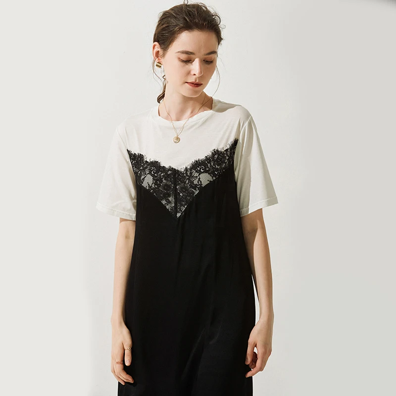 100% Silk Dresses Women Elegant High Quality Natural 2019 Two Piece Set Dress Three Quarter Sleeve | Женская одежда