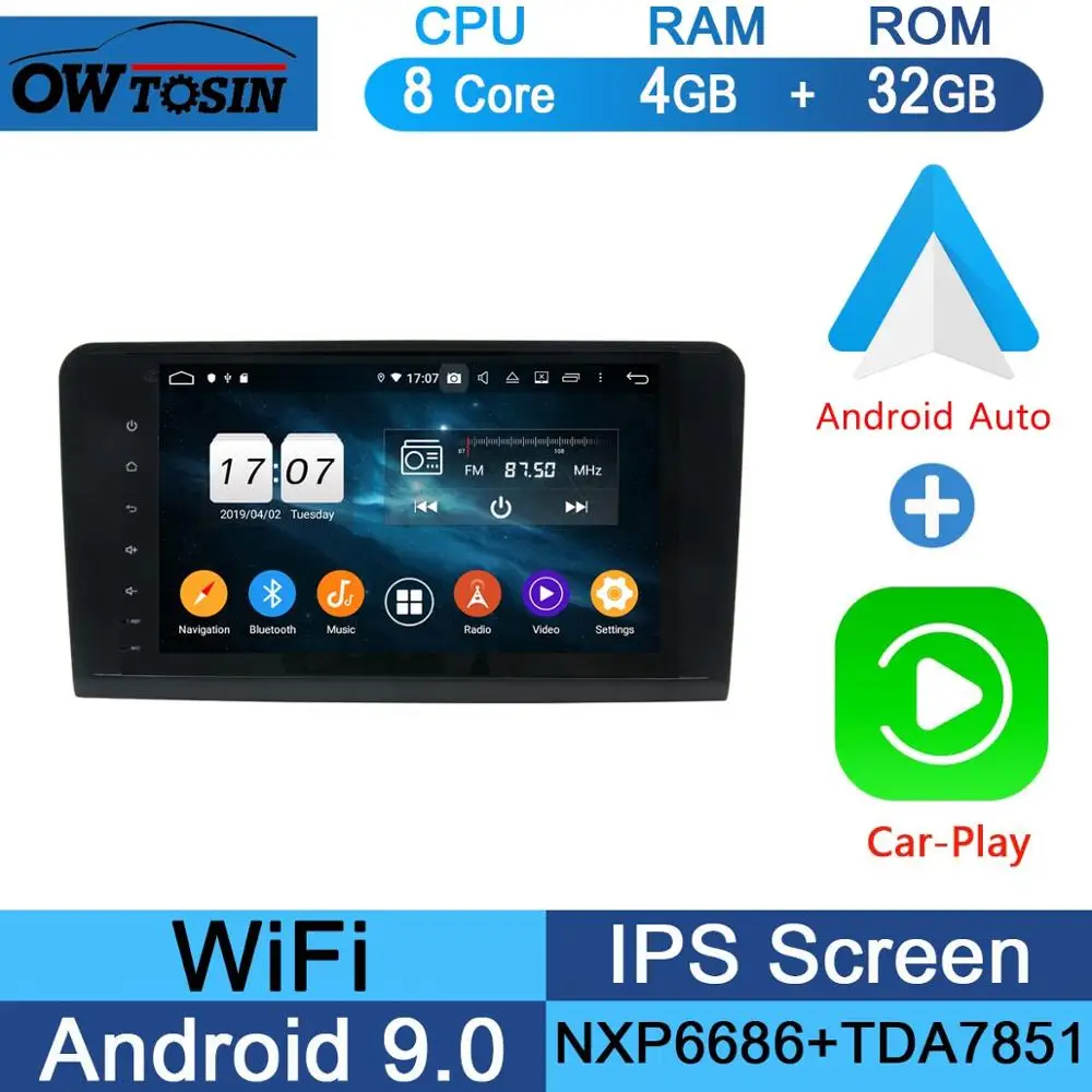 32G CarPlay Android " ips Android 9,0 8Core 4G+ 64G Автомобильный dvd-плеер для Mercedes Benz ML GL Class W164 X164 ML350 ML500 GL350 GL450 GPS стерео радио - Цвет: 32G CarPlay Android