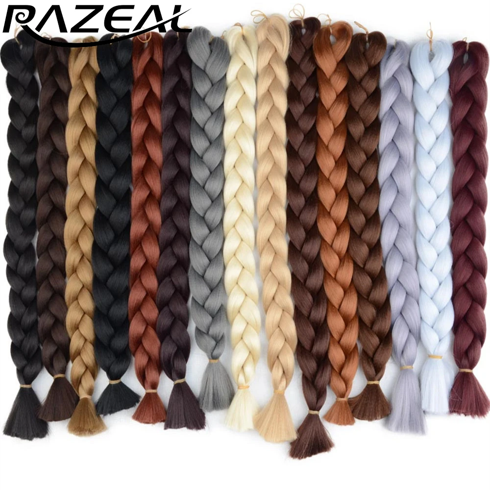 Razeal 36 дюймов 110 г Kanekalon Джамбо плетеные волосы синтетические вязаные крючком