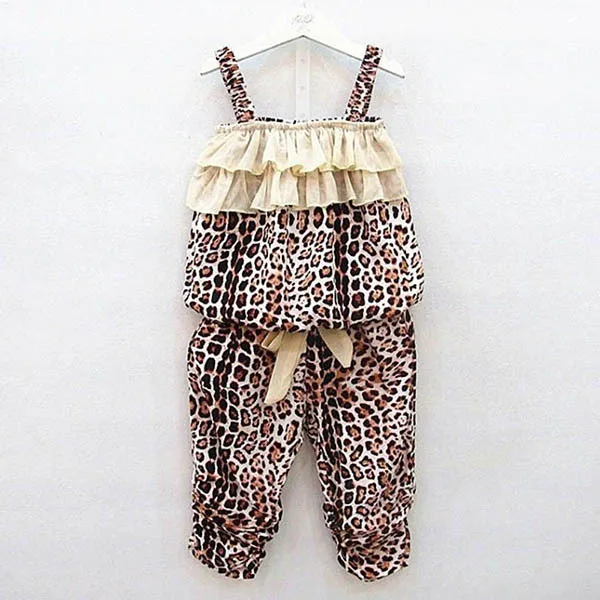 Комплект из 2 предметов для маленьких девочек милый Леопардовый жилет с