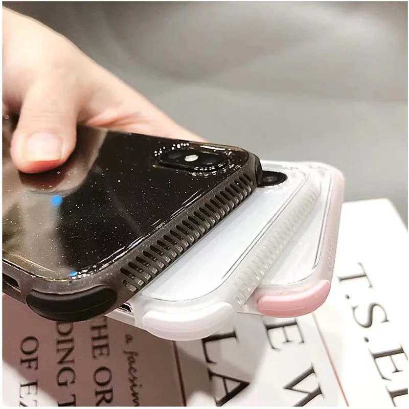 Тонкий блестящий прозрачный мягкий чехол из ТПУ с блестками для iPhone X 7 6 5s 8 Plus XR XS