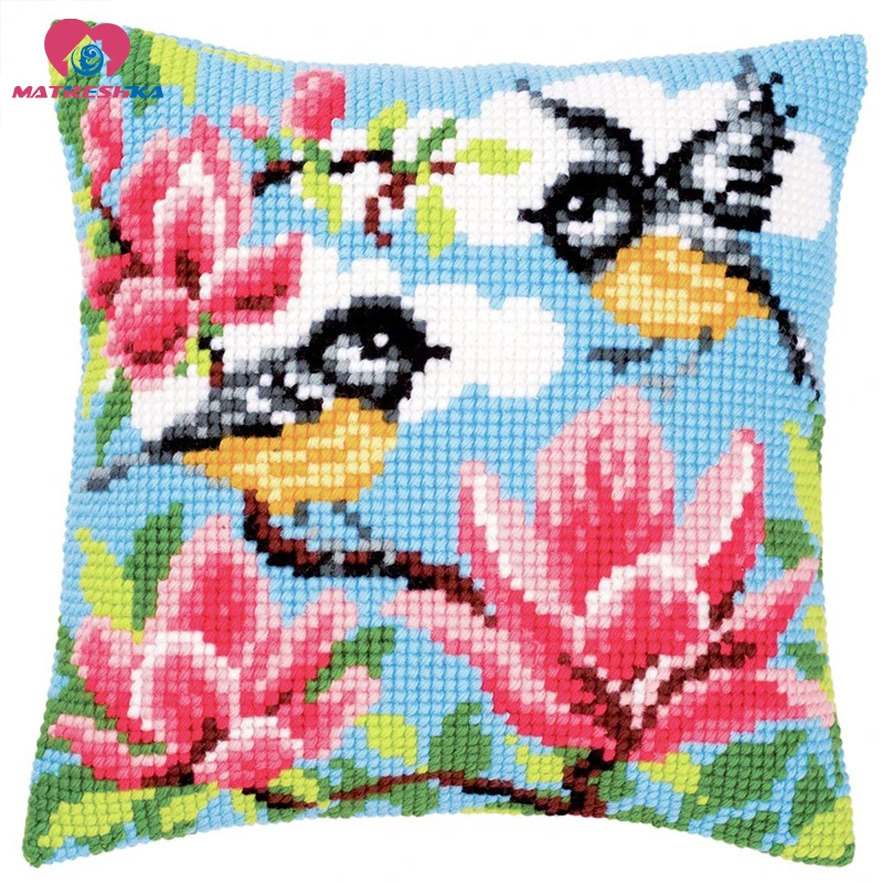 cross stitch pillow Cross Stitch Patterns Flower Bird DMC Counted Diy Handmade canvas printed embroidery needlework | Дом и сад