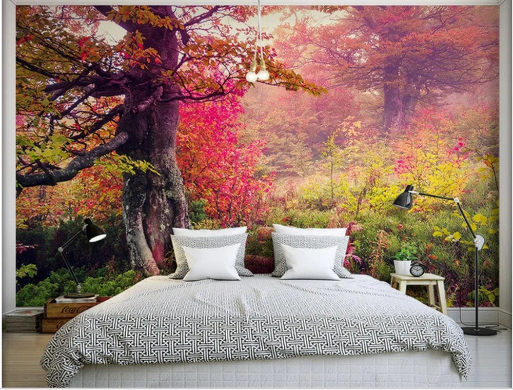 3d фотообои для дома с изображением кленового леса | Обустройство