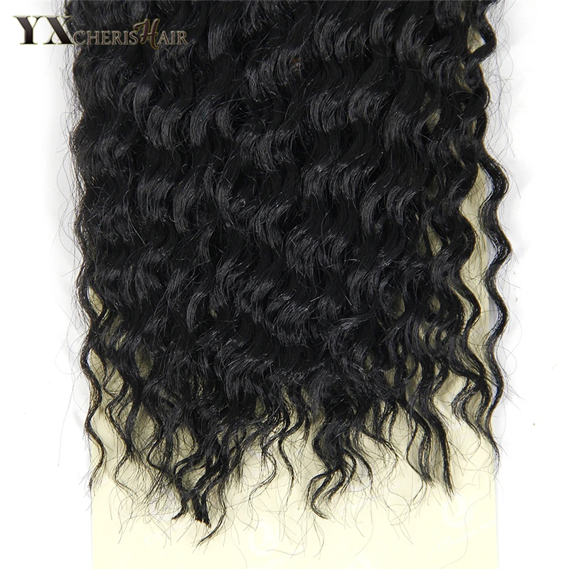 YXCHERISHAIR, 18 дюймов, вязанные крючком косички, афро, кудрявые, крученые, синтетические, Омбре, косички, волосы для наращивания, черные, Marly