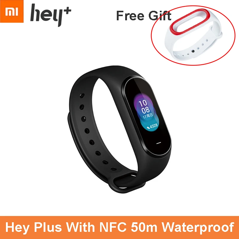 Add Free White Дополнительный Бесплатный Ремешок Xiaomi Hey Plus 1S Smartband 0,95 дюймов AMOLED цветной экран встроенный многофункциональный NFC пульсометр Hey - Color: Add Free White