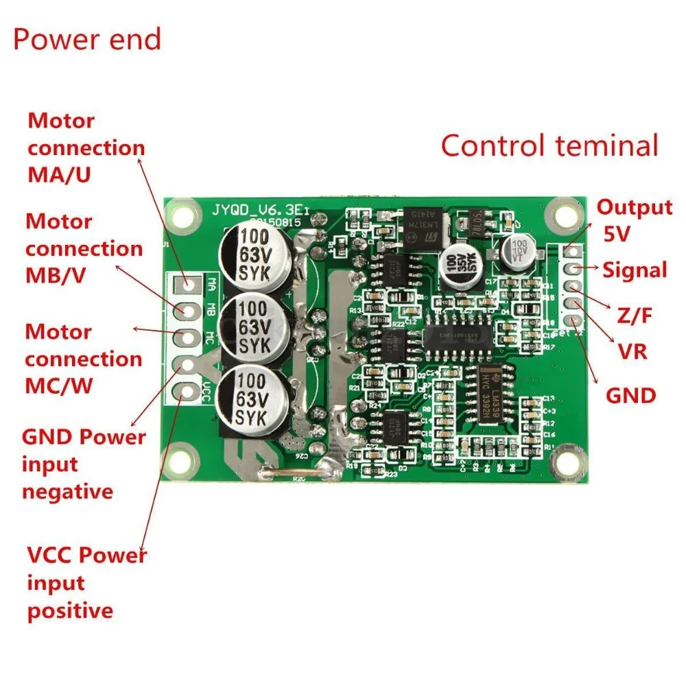500W PWM Brushless Motor Controller Hall DC Balancing Automotive Balanced BLDC Car Driver Control Board Module 12V 24V 36V | Электроника