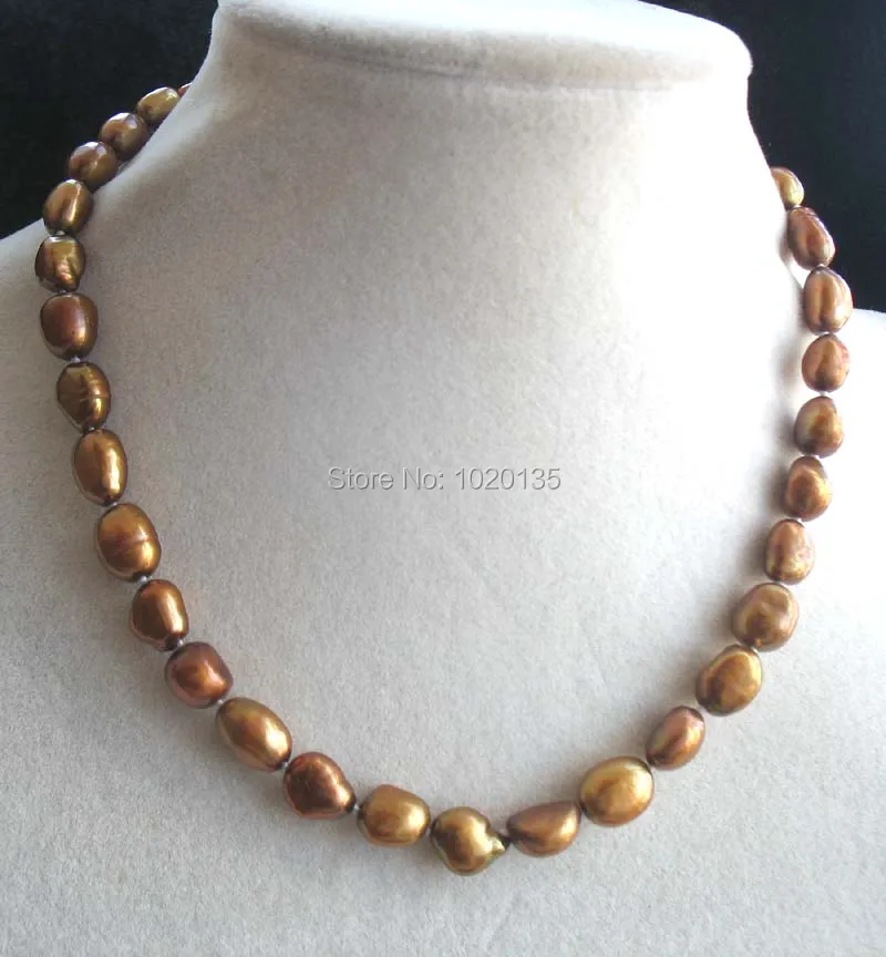 

freshwater pearl coffee 8-10mm baroque nature necklace 16inch wholesale