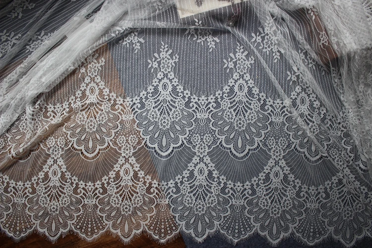 

3M French Eyelash lace fabric chantilly lace fabric trim for Party Bridal Wedding Dress clothing decoration sewing accessories