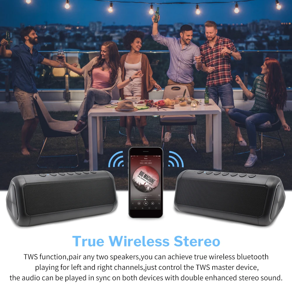 Bluetooth водонепроницаемый портативный динамик беспроводной мощный Солнечный