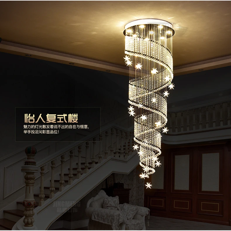 安い 円形現代クリエイティブスパイラルクリスタル天井ライトのファッションの高級ランプ-上昇階段家庭の照明 LED 電球