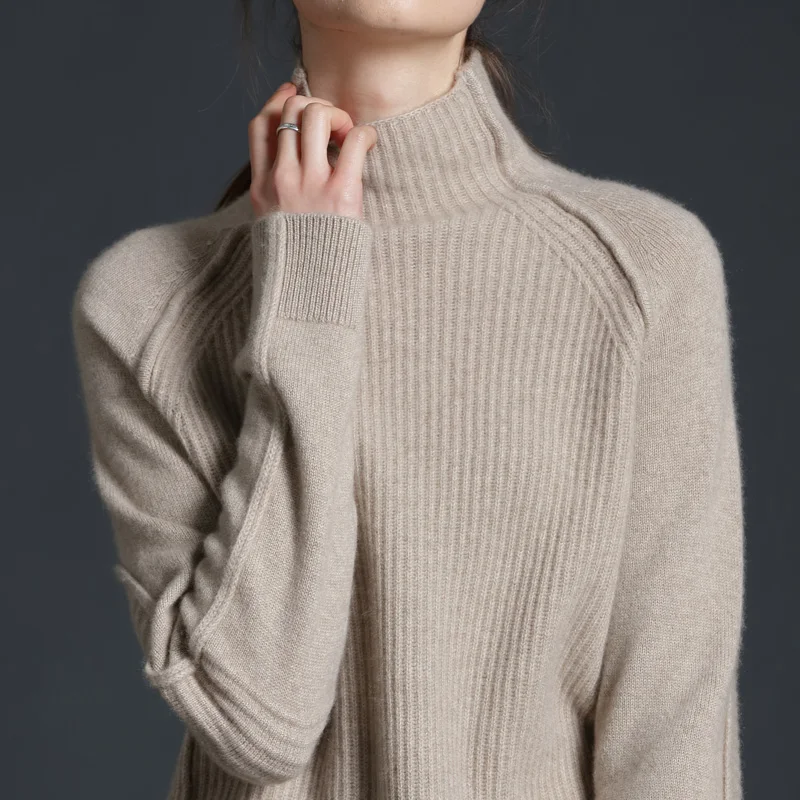 The spring and autumn female sweater cashmere long sleeved turtleneck loose woman jacket | Женская одежда