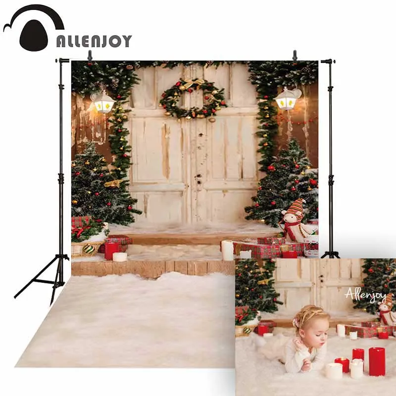 Allenjoy фон для фотосъемки рождественское крыльцо венок деревянная дверь студийный