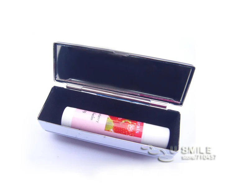 Металлический зеркальный чехол для губной помады серебристого цвета 1000X