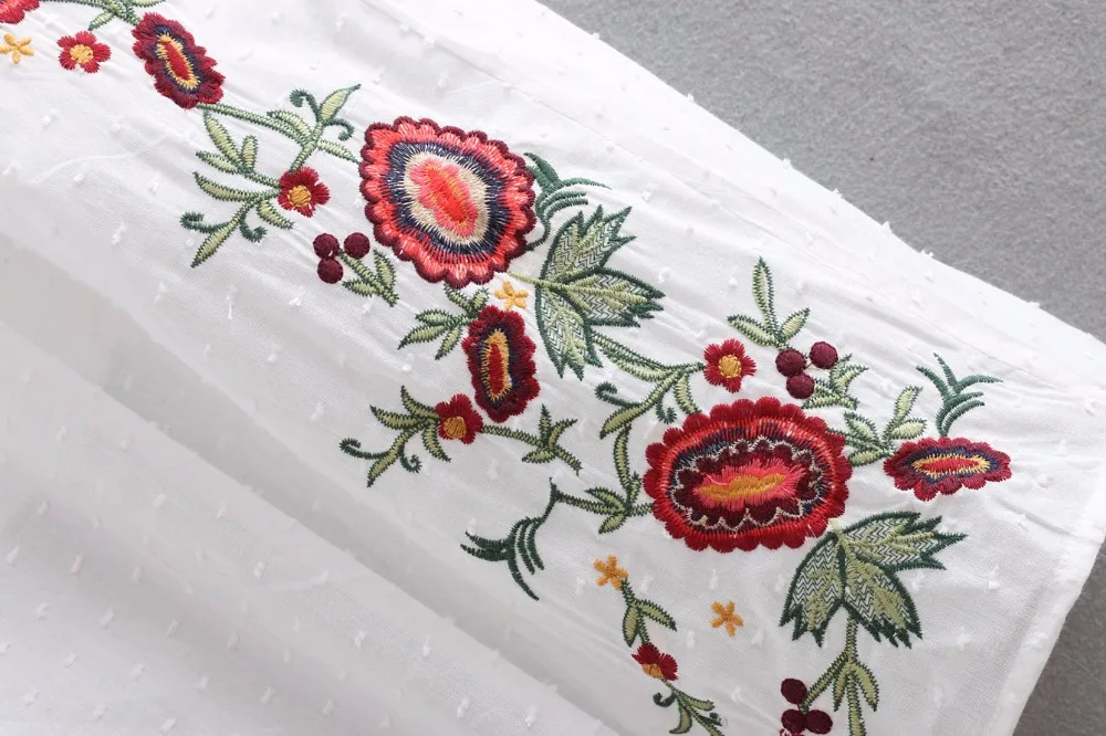 JOJX Белый рукавов boho длинное платье 2018 Винтаж цветочной вышивкой Повседневное