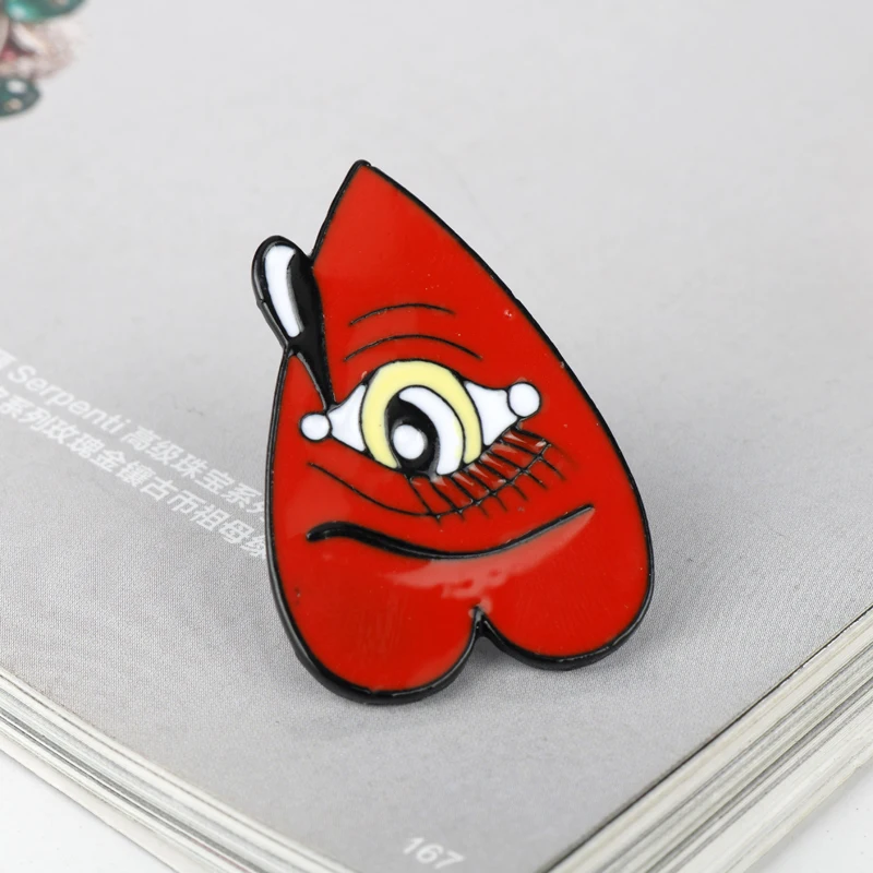Эмалированные булавки с красным сердцем и слезой глаз грустная брошь значок