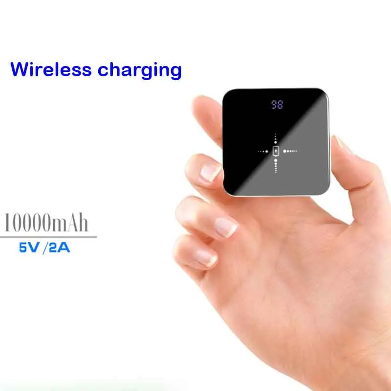 Зеркальное 10000 мАч Зарядное устройство Qi Беспроводное зарядное USB PD для iPhone X 8 Macbook