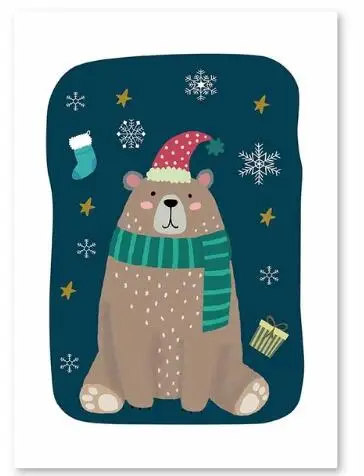 Nordic Snowman Christmas Tree Wall Picture Decoration For Home Decor Santa Claus Canvas Diy Painting Poster And Print | Дом и сад