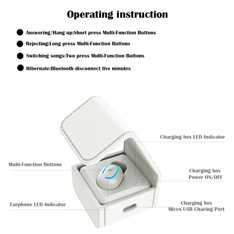 Мини беспроводные Bluetooth наушники TCunPT невидимые одиночные стереонаушники