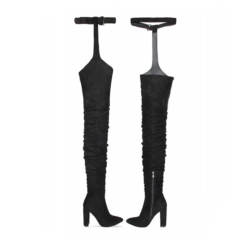 Длинные сапоги ботфорты Perixir из искусственной замши удобные облегающие на