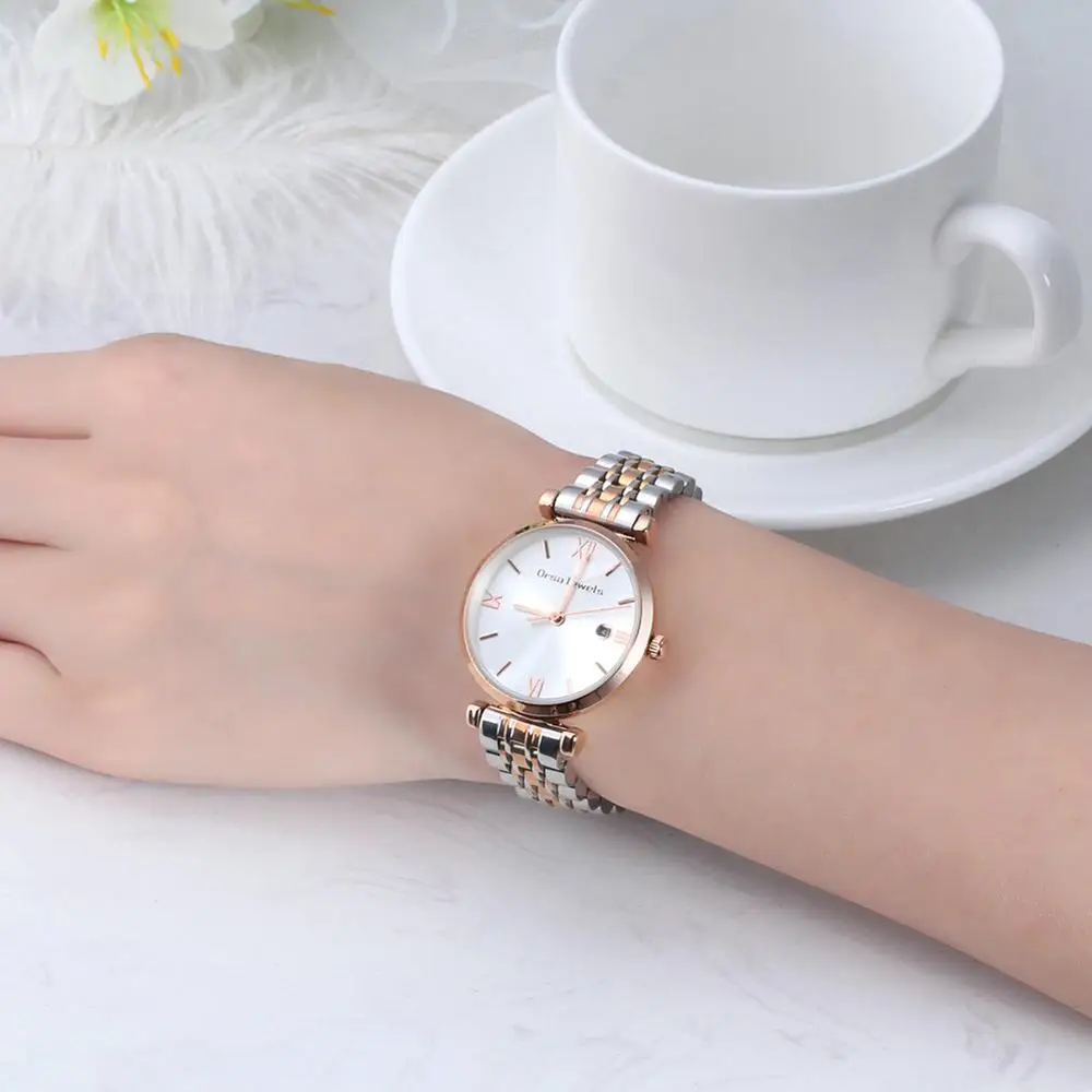 ORSA JEWELS Luxury Men Quartz Watch 316L Stainless Steel Band Women Wristwatch Waterproof Casual Business Brand Watches OOW12