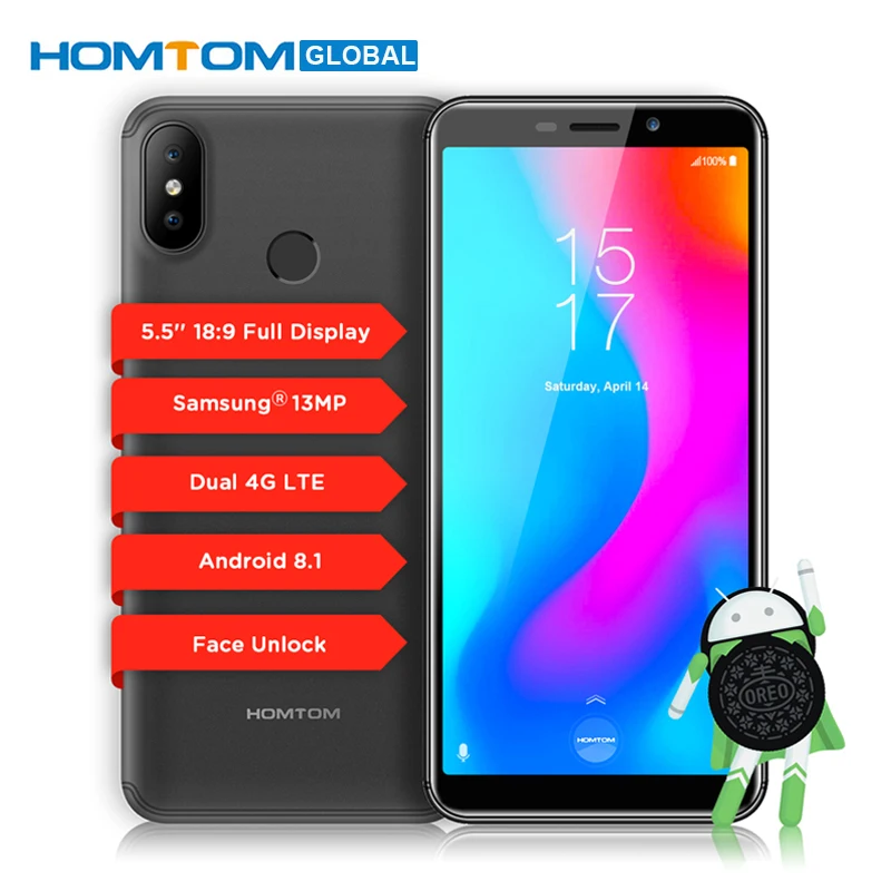 Оригинальный HOMTOM C2 5 дюймов 4glte мобильного телефона MT6739 4 ядра 1 3 ГГц 2 ГБ