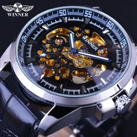 winner 2017 fashion stylish transparent design golden skeleton inside mens watches top brand luxury automatic mechanical watches