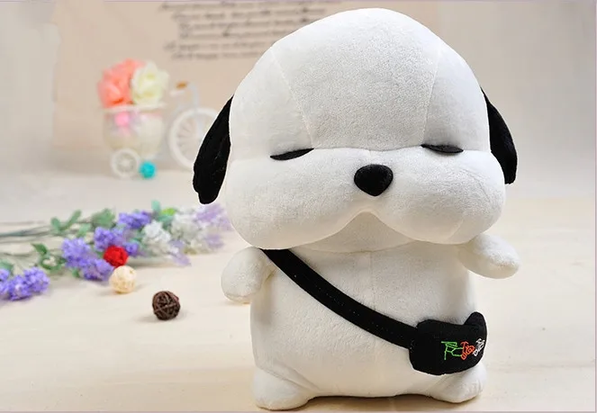 

20cm Cute Plush Dolls Dog with a Single Shoulder Bag White Toys