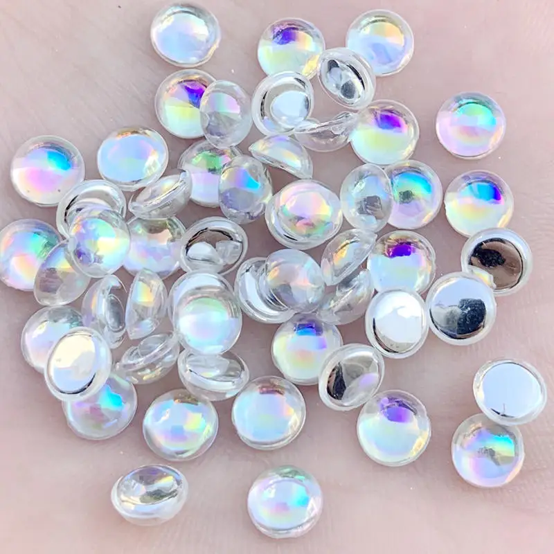 6mm 150pcs 4 мм и 5 мм и 6 мм и 10 мм Пришивные АВ прозрачные белые и черные бусины акриловые полукруглые стразы отделка DIY свадебное платье-S68 - Цвет: 6mm 150pcs