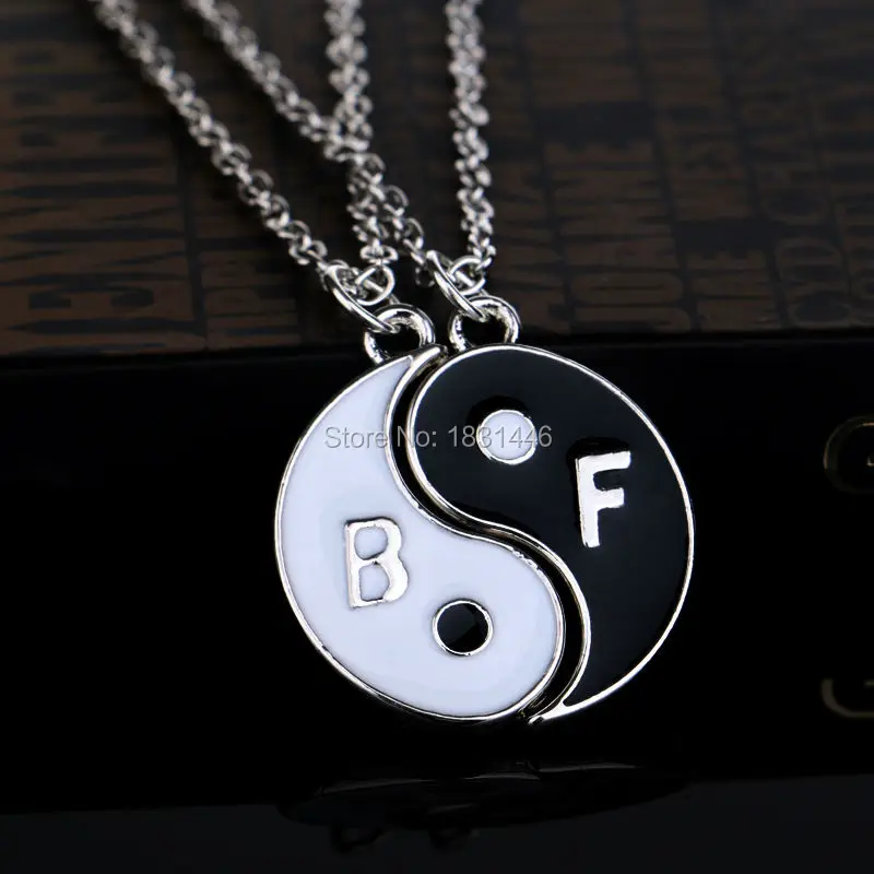Unique Vintage Handmade Best Friends Yin Yang Puzzle Pendant Chain Necklaces For Friendship Christmas Gifts (1Set=2PCS) | Украшения и