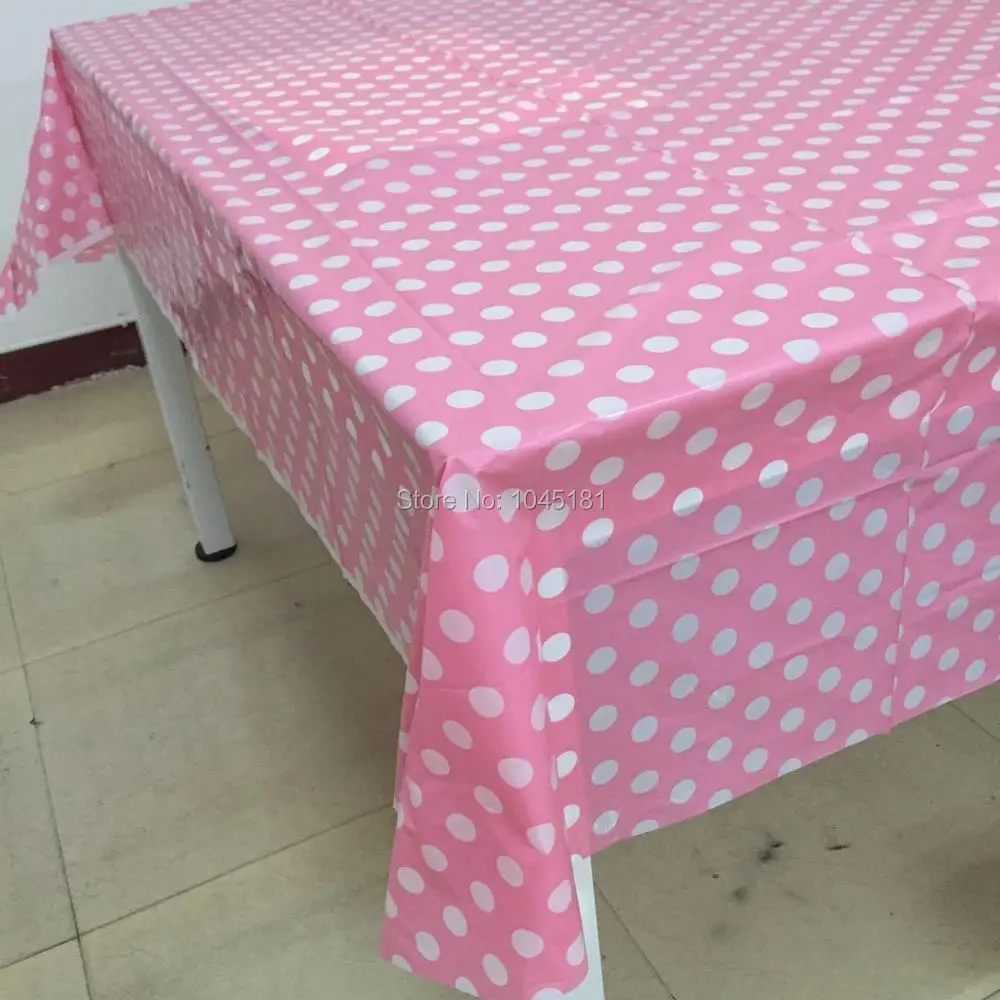 

ipalmay Pink Polka Dot Plastic Retangular Tablecloth Disposable Table Cloth for Wedding Party Supply/Decoration