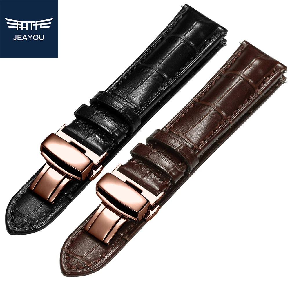 Мужской ремешок для часов JEAYOU из натуральной кожи Tissot/Omega/IWC с застежкой розового