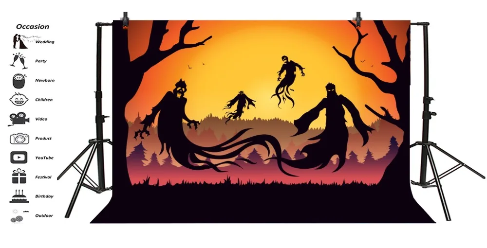 Laeacco Halloween Photography Backgrounds Ggost Forest Scene Baby Children Photographic Backdrops Photocall For Photo Studio | Электроника