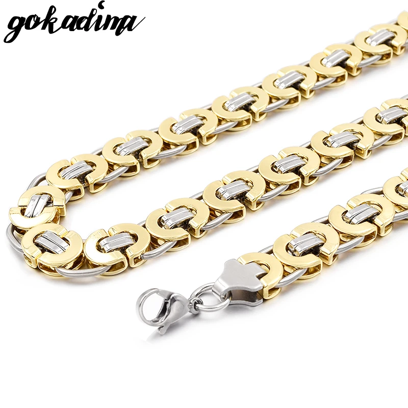 

Gokadima Mens Stainless Steel Necklaces Jewelry Byzantine Chains Hip Hop,Rock,Gift,2019 Party accessories WN100