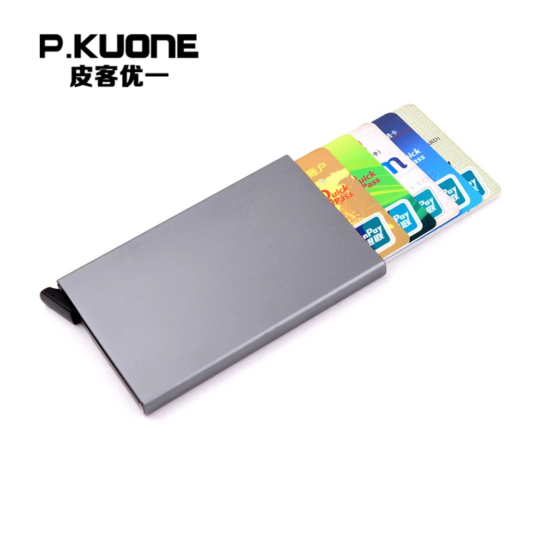 P. KUONE Горячая RFID Кредитная Держатель для карт кошелек металлический корпус