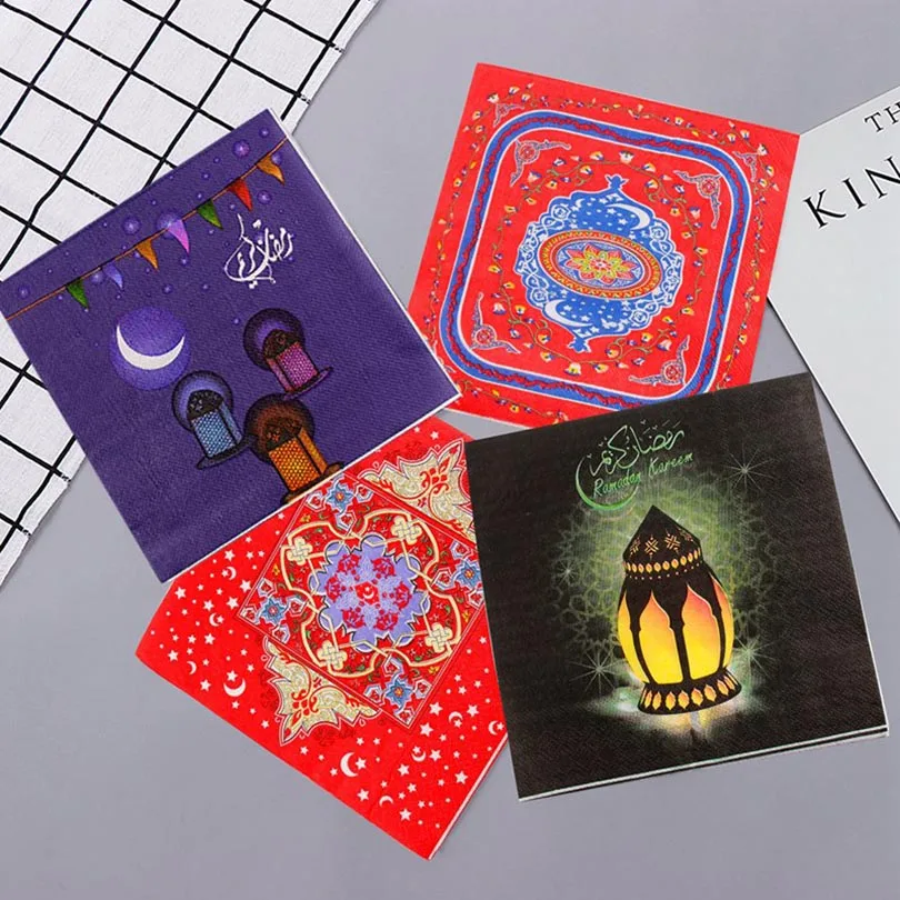 

20pcs/set Eid Mubarak Ramadan Decoration Disposable Servilletas Napkins Islamic Month Party Decor Eid Decoration