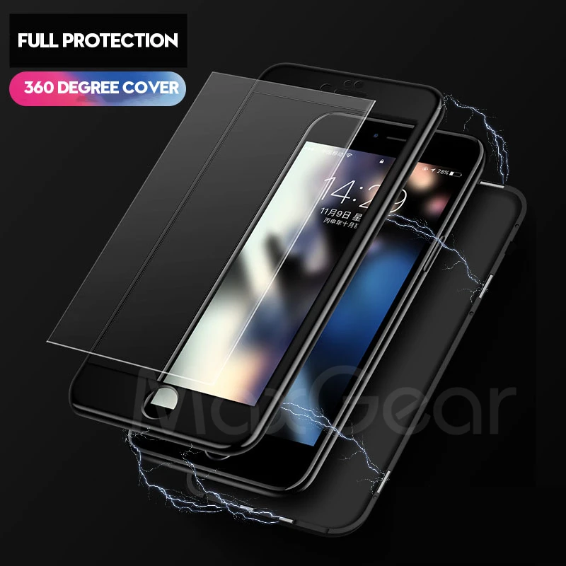 Магнитный адсорбционный чехол MaxGear для iPhone X 8 PLUS 7 6 6S Plus из закаленного стекла с