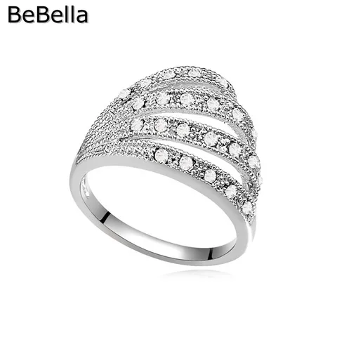 Женское кольцо на палец BeBella 5 видов цветов с геометрическим кристаллом для вечеринки, изготовлено из натурального чешского хрусталя для девочек, рождественский подарок