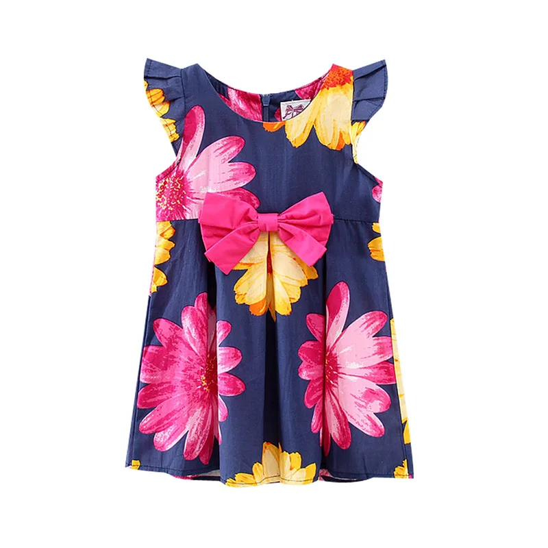 Dxton/милое платье для маленьких девочек Платье принцессы без рукавов с бантом и