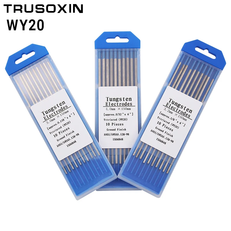 10pcs Blue Color Code 1.6/2.0/2.4/3.0/3.2/4.0MM * 150 Yttriated TIG Tungsten Electrode Head Needle/Rod for TIG Welding Machine